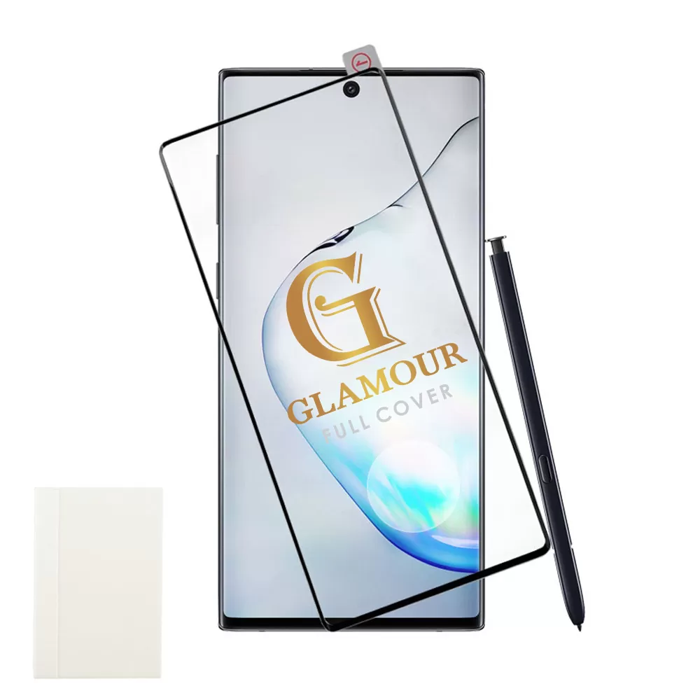 IDOL 1991 GLAMOUR TEMPERED GLASS SAMSUNG NOTE 10 PLUS N975 6.8in9H 0.30mm FULL COVER 3D FULL GLUE FINGER UNLOCK BLACK+SQUEEZYCAR