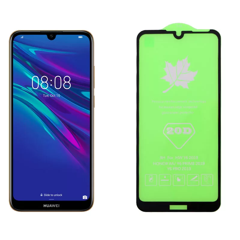 IDOL 1991 TEMPERED GLASS HUAWEI Y6 2019/Y6 PRO 2019 6.09in 9H 0.25mm 20D FULL GLUE SEMI CURVED BLACK