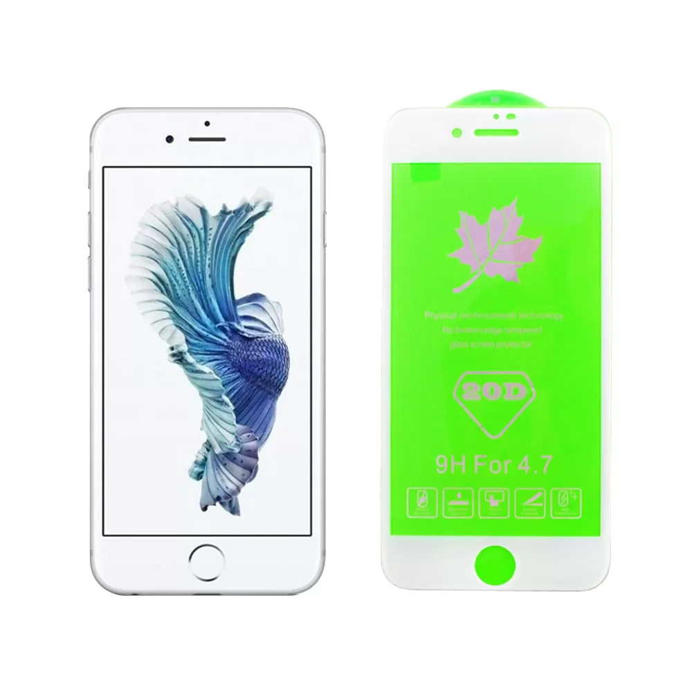 IDOL 1991 TEMPERED GLASS IPHONE 6S PLUS/6 5.5in 9H 0.25mm 20D FULL GLUE SEMI CURVED WHITE