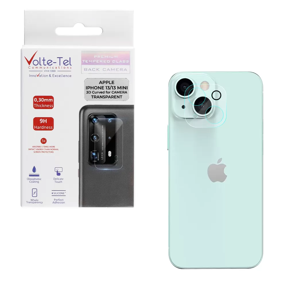 VOLTE-TEL CAMERA TEMPERED GLASS IPHONE 13 MINI 5.4in/IPHONE 13 6.1in 9H 0.25mm 3D CURVED