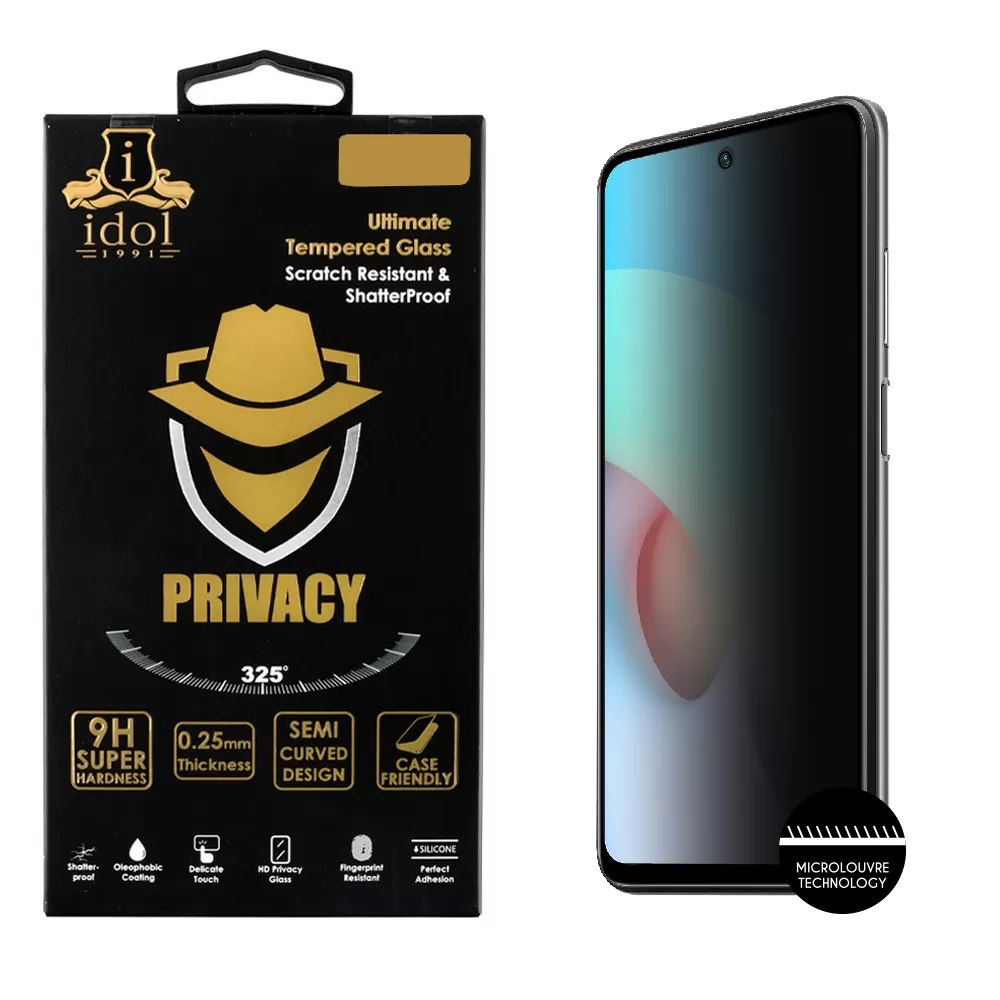 IDOL 1991 PRIVACY ANTISPY TEMPERED GLASS XIAOMI REDMI 10/REDMI 10 6.5in 9H 0.25mm SEMI CURVED FULL GLUE BLACK