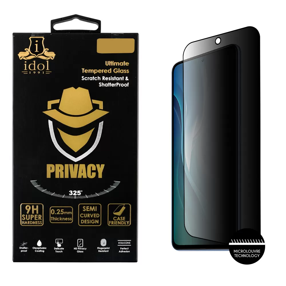 IDOL 1991 PRIVACY ANTISPY TEMPERED GLASS XIAOMI MI 11i 6.67in 9H 0.25mm SEMI CURVED FULL GLUE BLACK