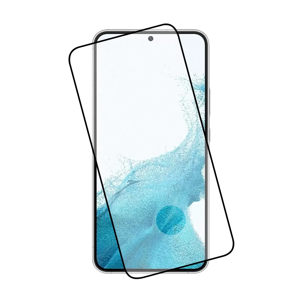IDOL 1991 GLAMOUR TEMPERED GLASS SAMSUNG S22 5G 6.1in 9H 0.30mm FULL COVER 3D EDGE GLUE FINGER UNLOCK BLACK