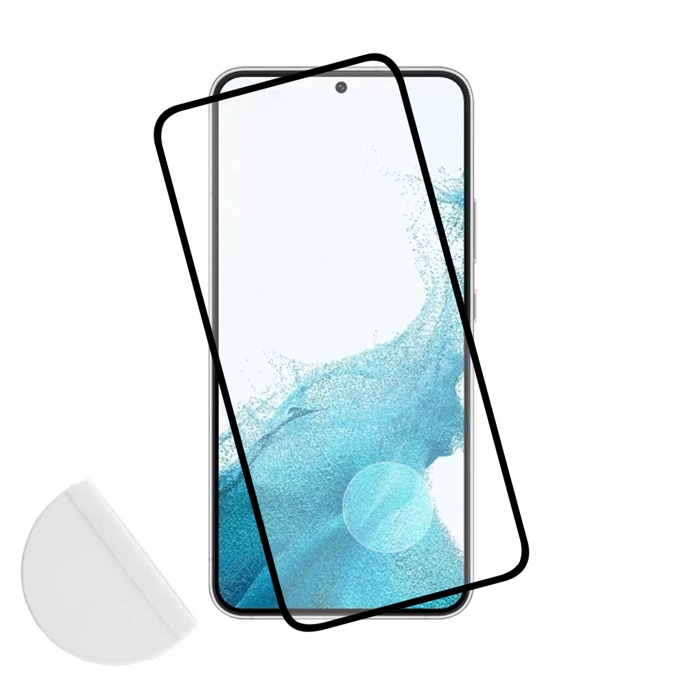 IDOL 1991 TEMPERED GLASS SAMSUNG S22 5G 6.1in 9H 0.25mm 3D FULL GLUE SEMI CURVED FINGER UNLOCK BLACK + SQUEEZY CARD