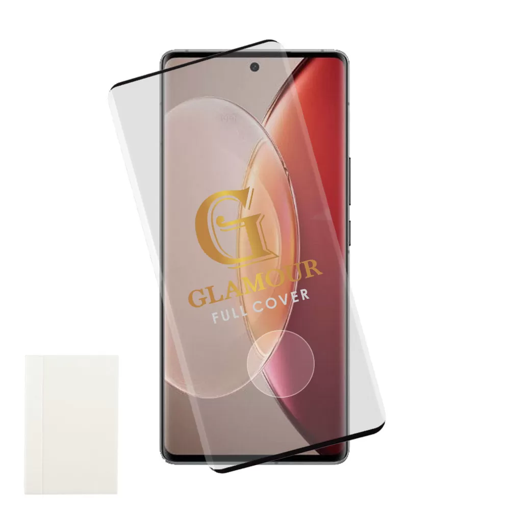 IDOL 1991 GLAMOUR TEMPERED GLASS VIVO X90 PRO 5G 6.78in 9H 0.30mm FULL COVER 3D FULL GLUE FINGER UNLOCK BLACK+SQUEEZY CARD