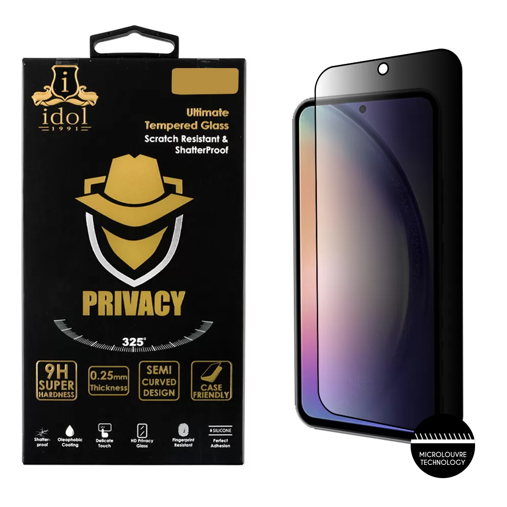 IDOL 1991 PRIVACY ANTISPY TEMPERED GLASS SAMSUNG A54 5G A546 6.4in 9H 0.25mm SEMI CURVED FULL GLUE BLACK