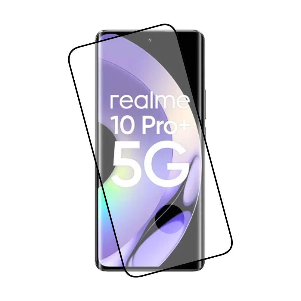 IDOL 1991 GLAMOUR TEMPERED GLASS REALME 10 PRO+ 5G 6.7in 9H 0.30mm FULL COVER 3D EDGE GLUE FINGER UNLOCK BLACK