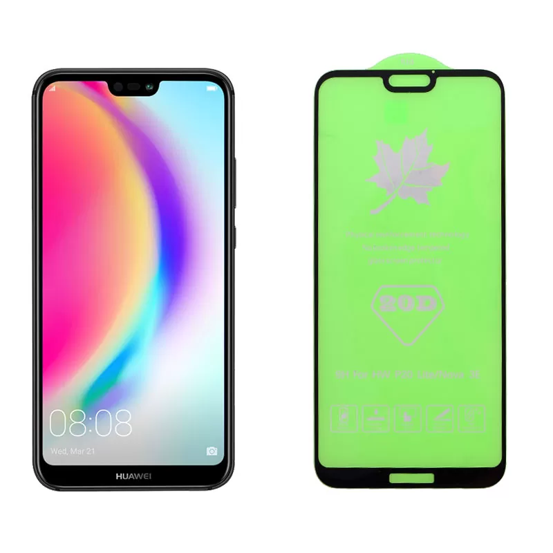 IDOL 1991 TEMPERED GLASS HUAWEI P20 LITE 5.84in 9H 0.30mm 20D FULL GLUE SEMI CURVED BLACK