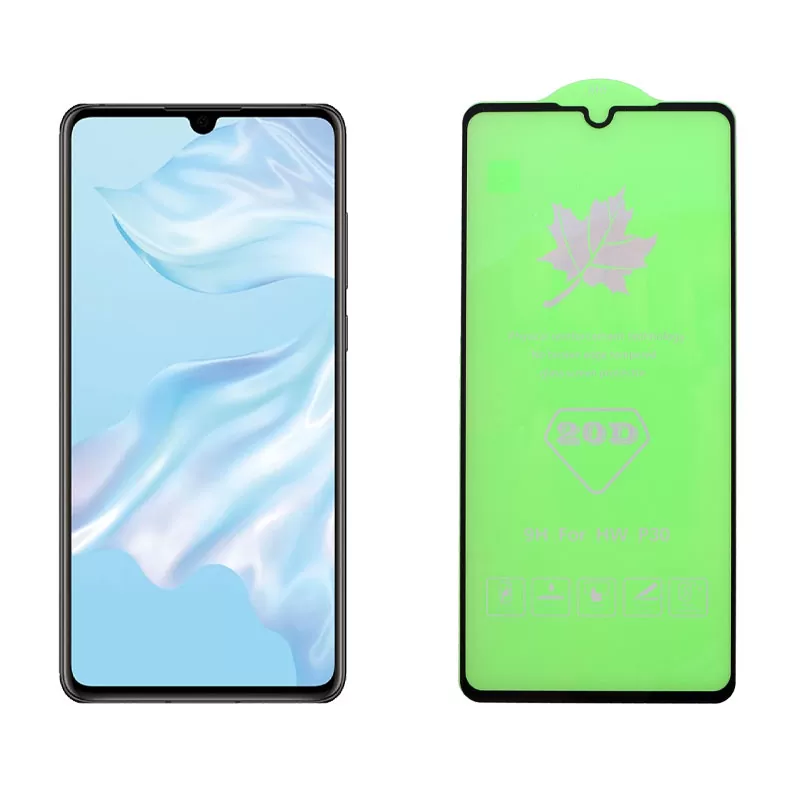 IDOL 1991 TEMPERED GLASS HUAWEI P30 6.1in 9H 0.25mm 20D FULL GLUE SEMI CURVED FINGER UNLOCK BLACK