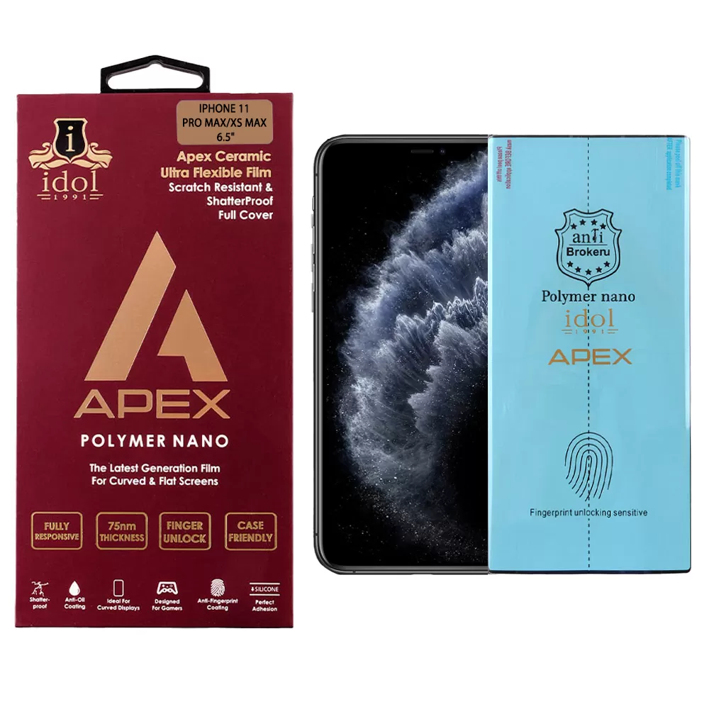 IDOL 1991 APEX POLYMER NANOTECH FILM IPHONE 11 PRO MAX/XS MAX 6.5in FULL COVER WITH INSTALLATION KIT