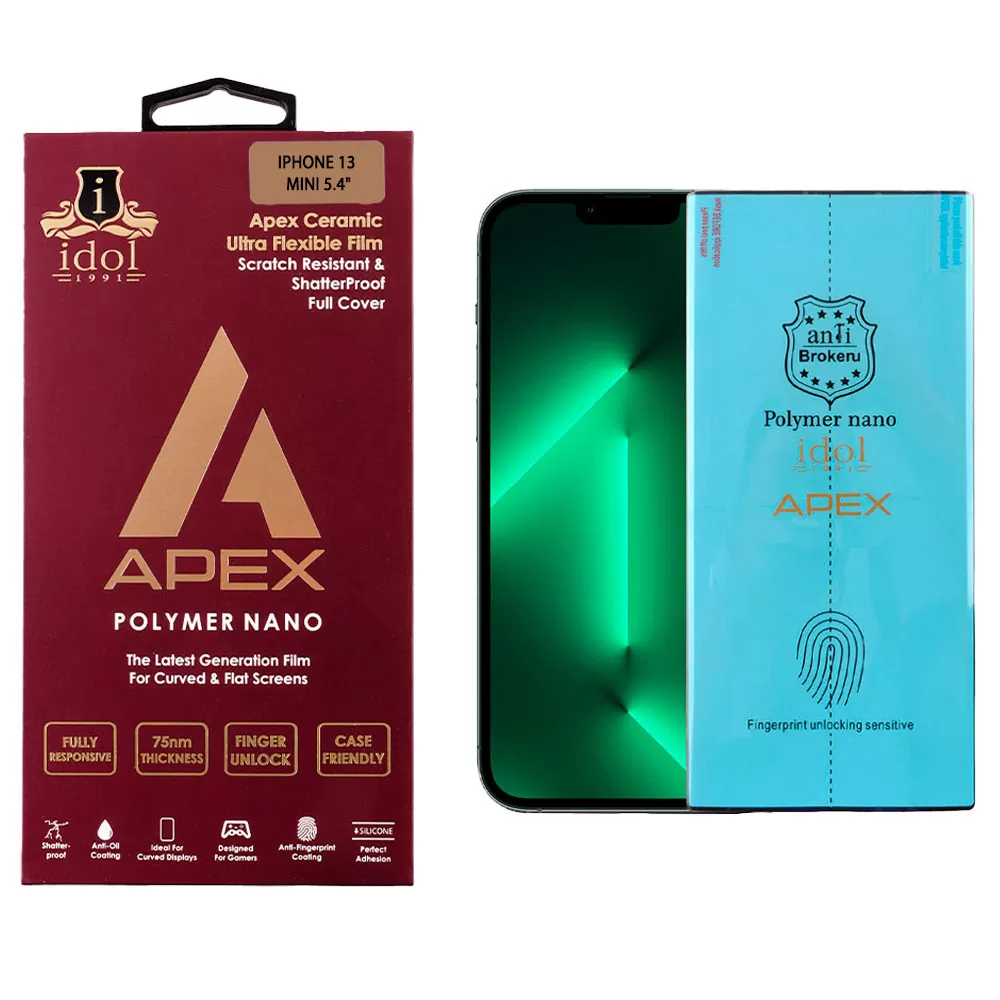 IDOL 1991 APEX POLYMER NANOTECH FILM IPHONE 13 MINI 5.4in FULL COVER WITH INSTALLATION KIT