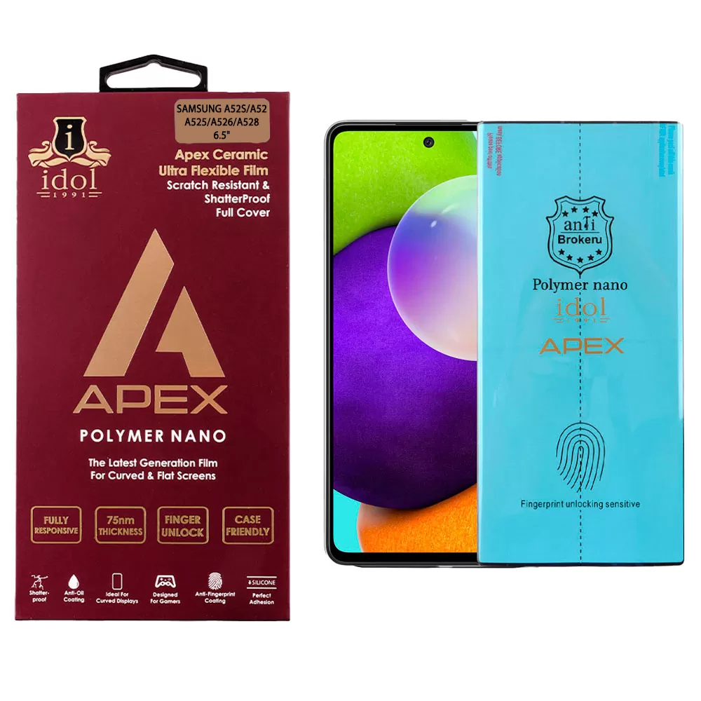 IDOL 1991 APEX POLYMER NANOTECH FILM SAMSUNG A52S/A52 A525/A526/A528 6.5in FINGER UNLOCK FULL COVER WITH INSTALLATION KIT
