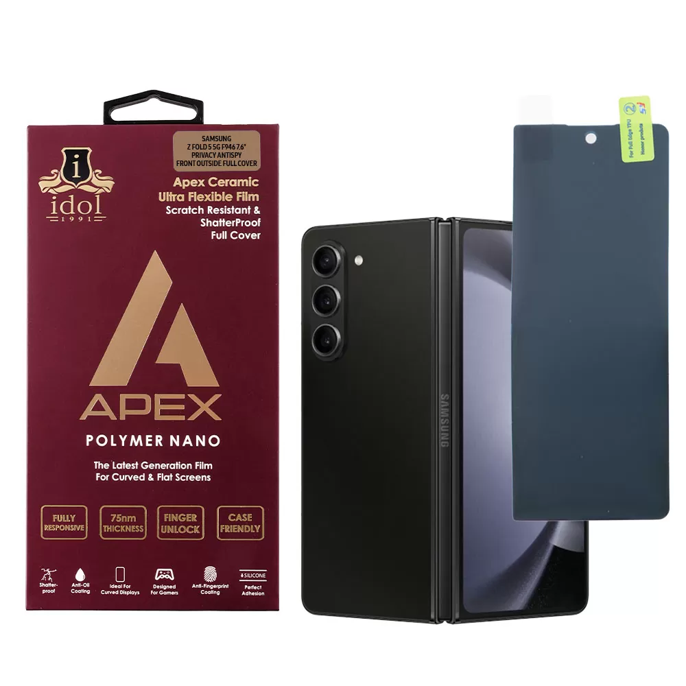 IDOL 1991 PRIVACY ANTISPY TEMPERED GLASS SAMSUNG Z FOLD 5 5G F946 7.6in 9H 0.20mm TPU SOFT FILM FRONT OUTSIDE FULL COVER