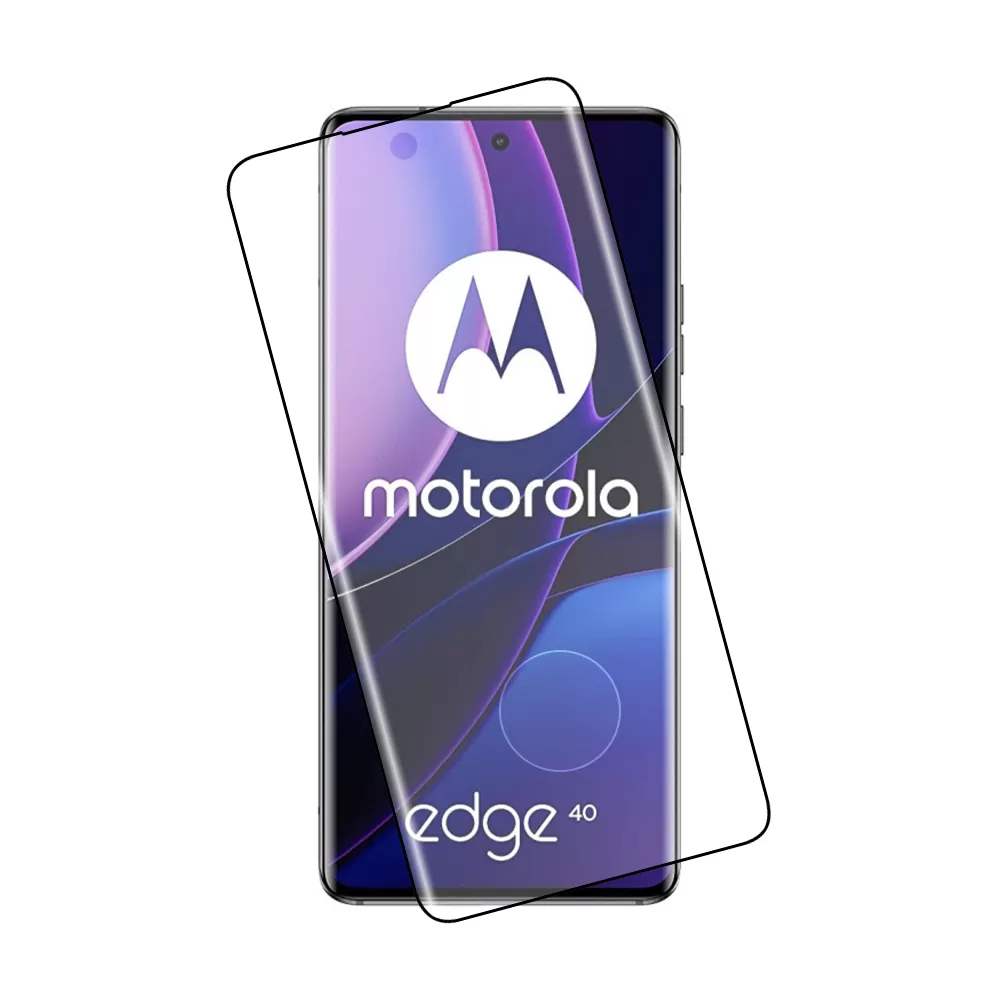 IDOL 1991 GLAMOUR TEMPERED GLASS MOTOROLA EDGE 40 5G 6.55in 9H 0.30mm FULL COVER 3D EDGE GLUE FINGER UNLOCK BLACK