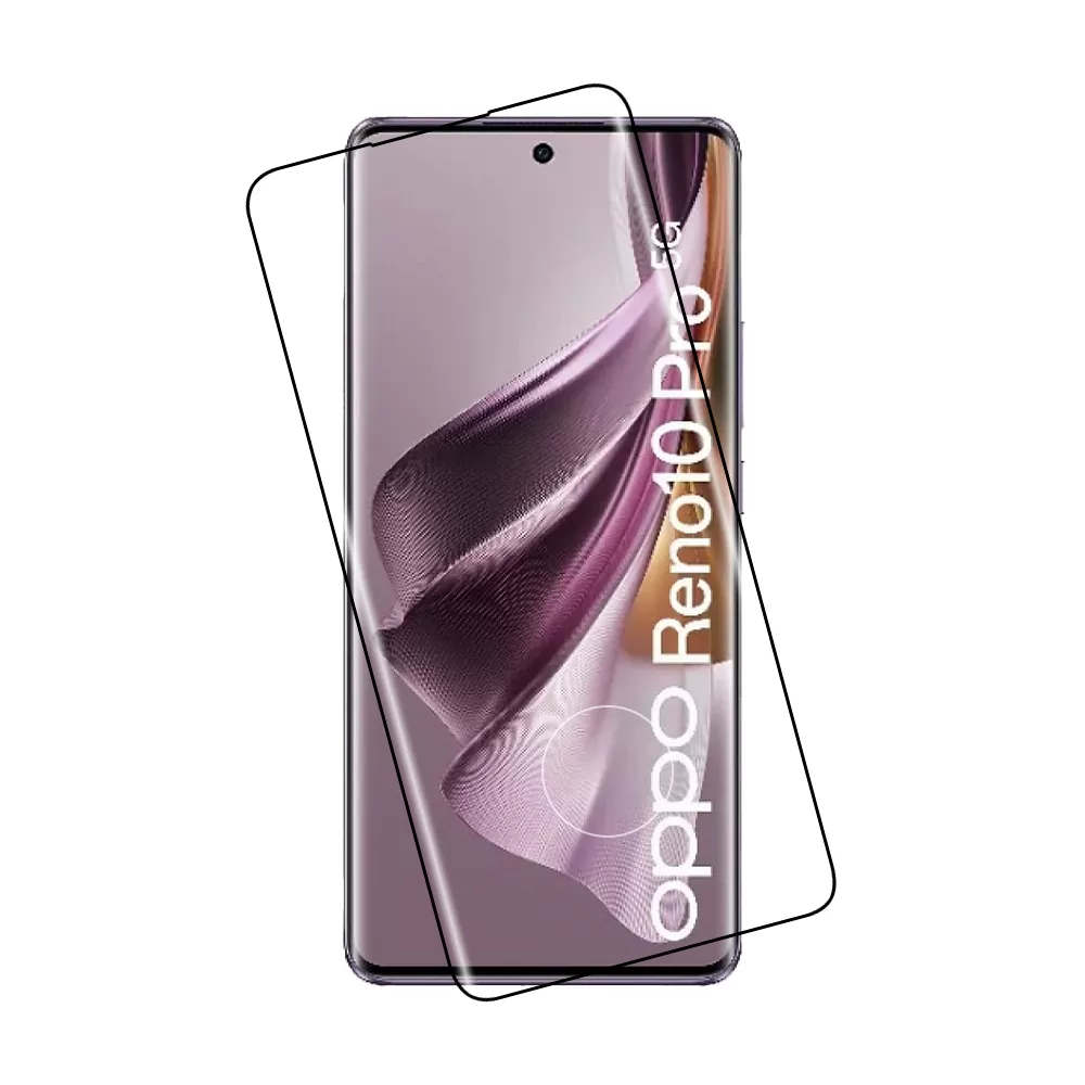 IDOL 1991 GLAMOUR TEMPERED GLASS OPPO RENO 10 PRO 5G 6.7in 9H 0.30mm FULL COVER 3D EDGE GLUE FINGER UNLOCK BLACK