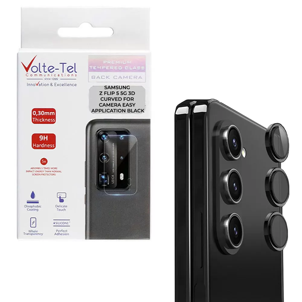 VOLTE-TEL CAMERA GLASS COVER SAMSUNG Z FOLD 5 F946 5G 7.6in 9H 0.30MM EASY APPLICATION BLACK
