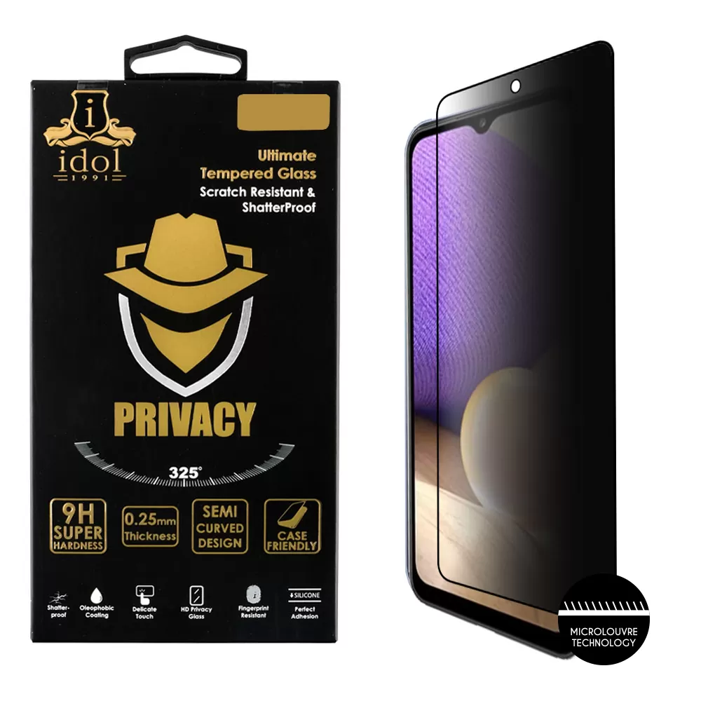 IDOL 1991 PRIVACY ANTISPY TEMPERED GLASS SAMSUNG A35 5G 6.6in 9H 0.25mm SEMI CURVED FULL GLUE BLACK