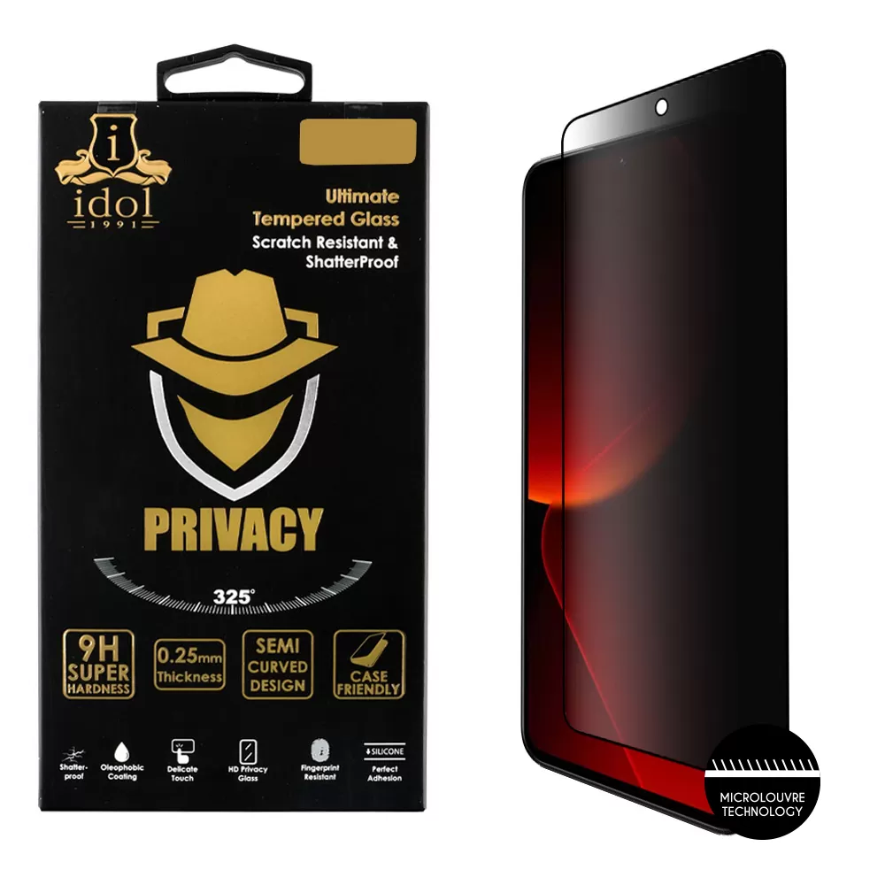IDOL 1991 PRIVACY ANTISPY TEMPERED GLASS XIAOMI 13T 6.67in 9H 0.25mm SEMI CURVED FULL GLUE BLACK