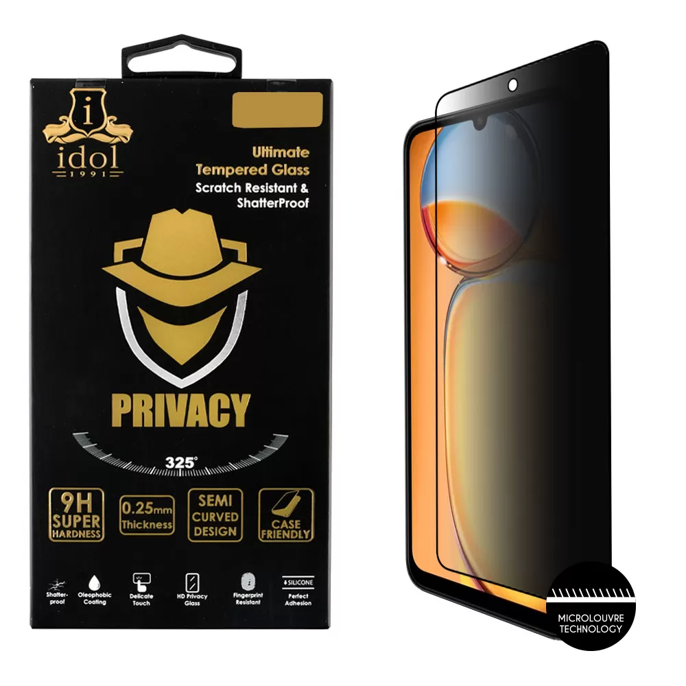 IDOL 1991 PRIVACY ANTISPY TEMPERED GLASS XIAOMI REDMI NOTE 13 4G 6.67in 9H 0.25mm SEMI CURVED FULL GLUE BLACK