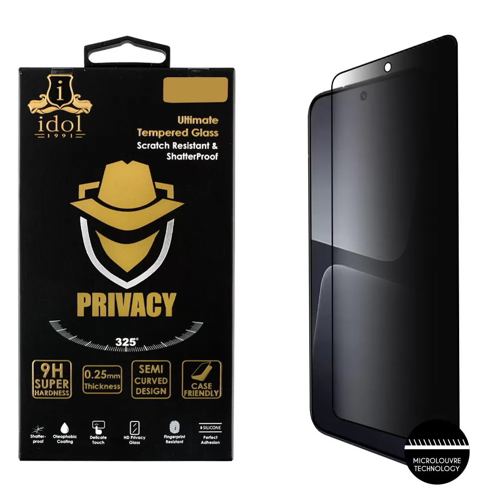 IDOL 1991 PRIVACY ANTISPY TEMPERED GLASS XIAOMI REDMI NOTE 14S/REDMI NOTE 13 5G 6.67in 9H 0.25mm SEMI CURVED FULL GLUE BLACK