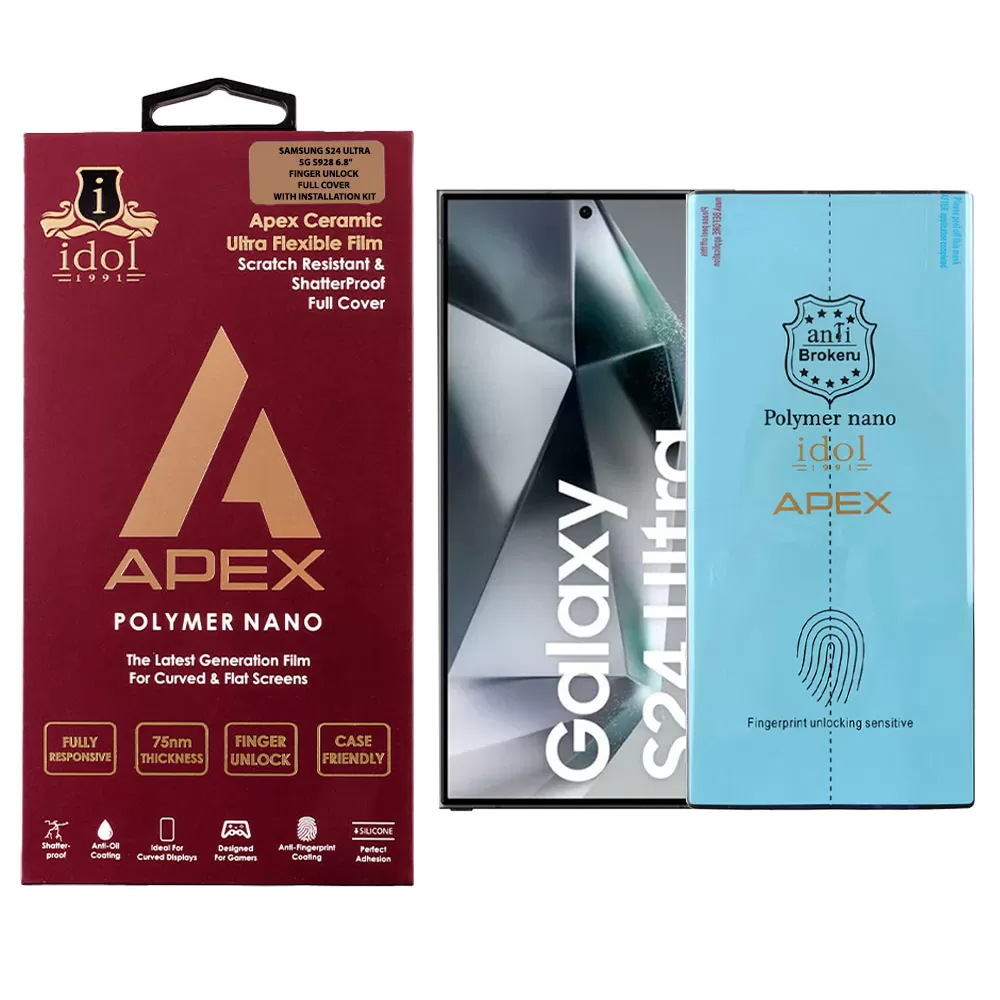 IDOL 1991 APEX POLYMER NANOTECH FILM SAMSUNG S24 ULTRA 5G S928 6.8in FINGER UNLOCK FULL COVER WITH INSTALLATION KIT