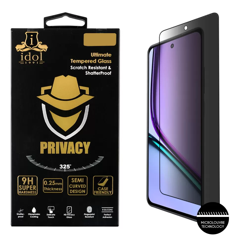 IDOL 1991 PRIVACY ANTISPY TEMPERED GLASS REALME C67 4G 6.72in 9H 0.25mm SEMI CURVED FULL GLUE BLACK