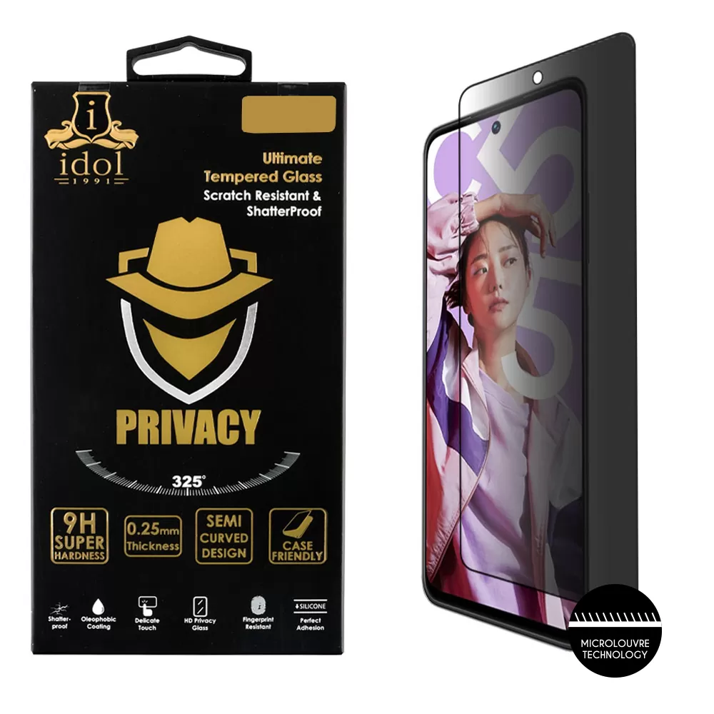 IDOL 1991 PRIVACY ANTISPY TEMPERED GLASS REALME C55 6.72in 9H 0.25mm SEMI CURVED FULL GLUE BLACK