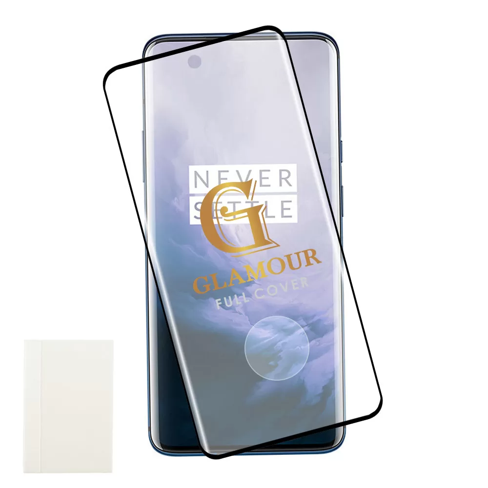 IDOL 1991 GLAMOUR TEMPERED GLASS ONEPLUS 7 PRO 6.67in 9H 0.30mm FULL COVER 3D FULL GLUE FINGER UNLOCK BLACK+SQUEEZY CARD