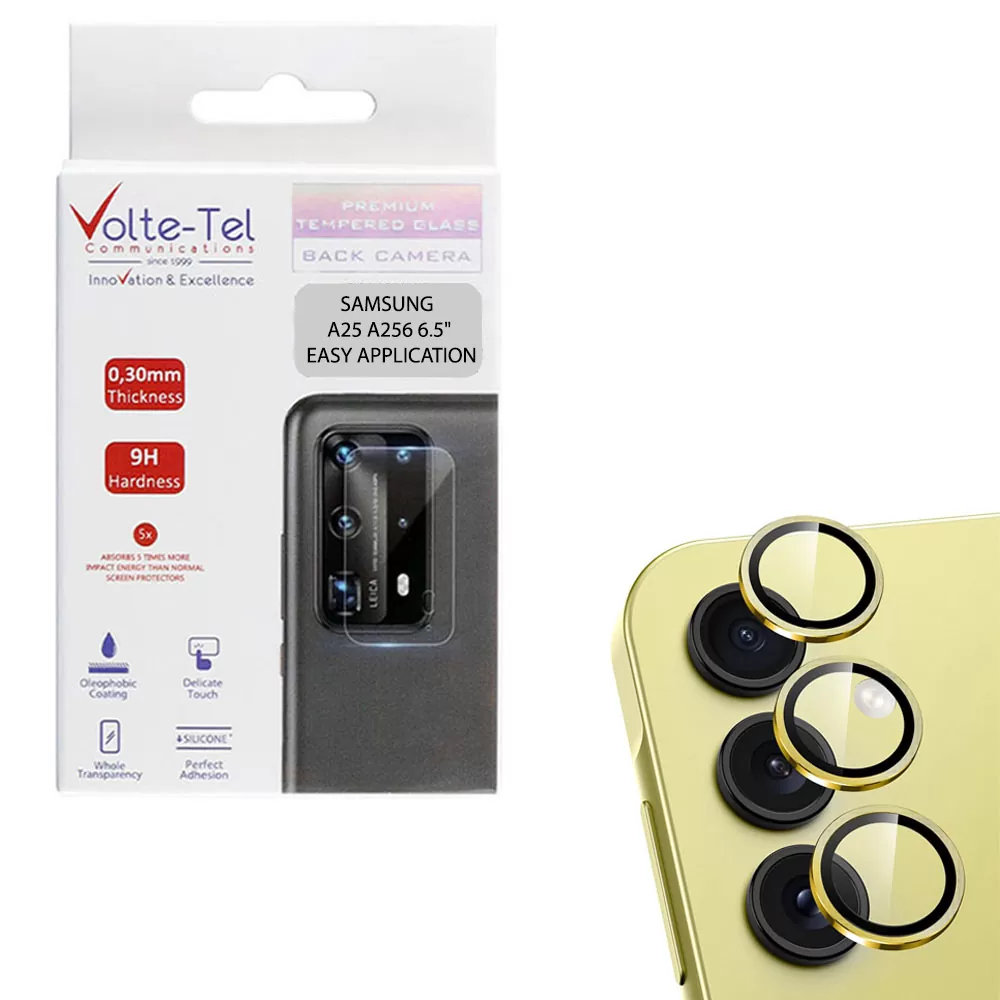 VOLTE-TEL CAMERA GLASS COVER SAMSUNG A25 5G Α256 6.5in 9H 0.30MM EASY APPLICATION GOLD