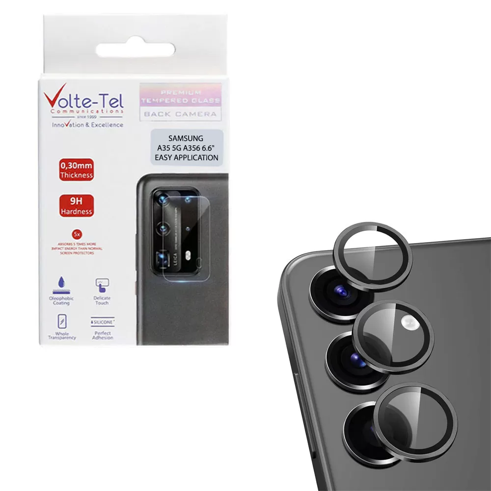 VOLTE-TEL CAMERA GLASS COVER SAMSUNG A35 5G Α356 6.6in 9H 0.30MM EASY APPLICATION BLACK