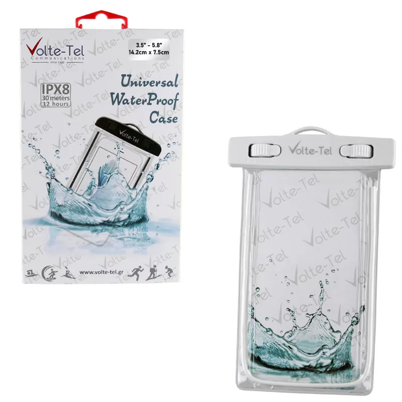VOLTE-TEL SPORTS ARMBAND LUMINUS ΘΗΚΗ ΑΔΙΑΒΡΟΧΗ 2 IN 1 IPX8 30m MAX SIZE 14.2cm x 7.5cm (5.8in) WHITE