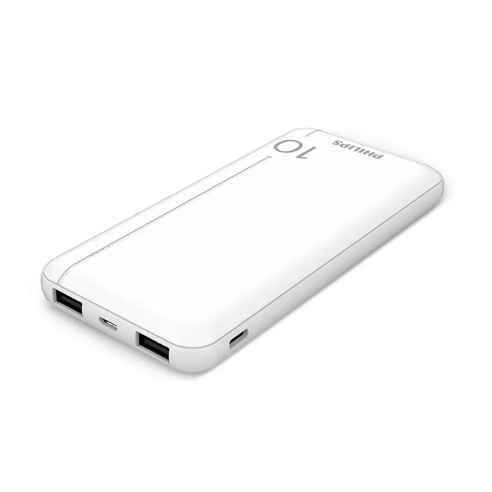 PHILIPS POWER POWER BANK DLP1810CW 10000mAh OUTPUT USB-C 5V-3A/USB-A 5V-2.1A ΜΕ ΕΝΣΩΜΑΤΩΜΕΝΑ ΚΑΛΩΔΙΑ USB-C,USB-A WHITE