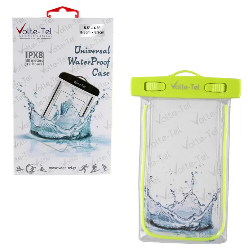 VOLTE-TEL SPORTS ARMBAND LUMINUS ΘΗΚΗ ΑΔΙΑΒΡΟΧΗ 2 IN 1 IPX8 30m MAX SIZE 16.3cm x 8.2cm (6.9in) GREEN