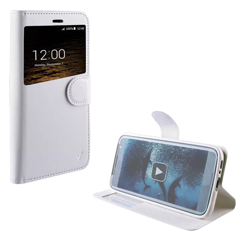 VOLTE-TEL LEATHER-TPU VIEW ΘΗΚΗ SONY XPERIA E5 F3311 BOOK STAND WHITE - Image 2