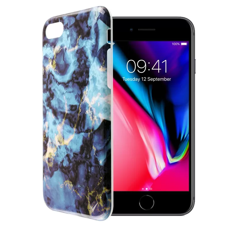 VOLTE-TEL MARBLE ΘΗΚΗ IPHONE SE 2022/IPHONE SE 2020/IPHONE 8/7 4.7in TPU BLUE 05