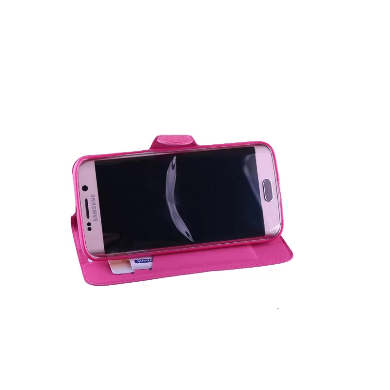 VOLTE-TEL ΘΗΚΗ SAMSUNG S6 EDGE G925 LINE LEATHER-TPU BOOK STAND PINK - Image 2