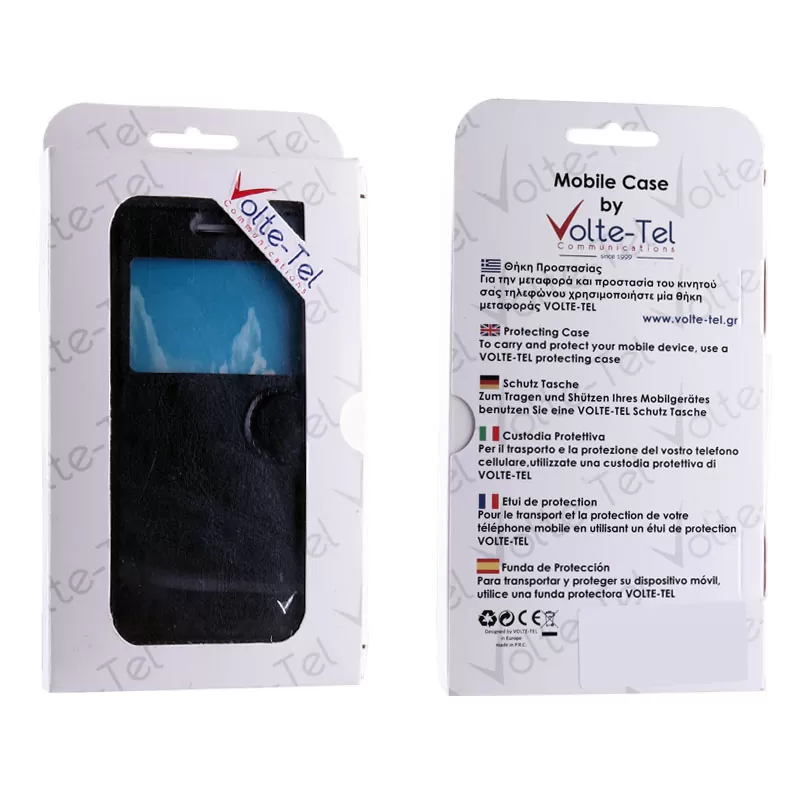 VOLTE-TEL LEATHER-TPU VIEW ΘΗΚΗ SAMSUNG S7 EDGE G935 BOOK STAND BLACK - Image 2