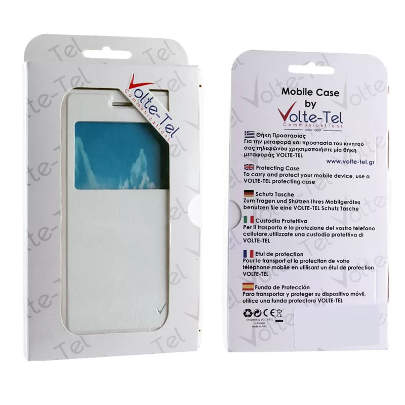 VOLTE-TEL LEATHER-TPU VIEW ΘΗΚΗ SAMSUNG S7 EDGE G935 BOOK STAND WHITE