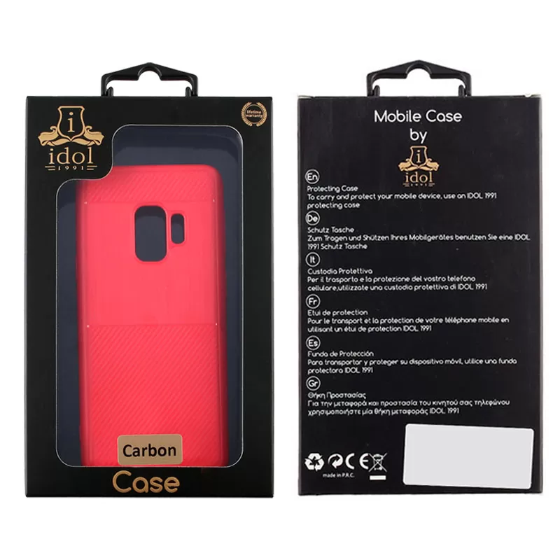 IDOL 1991 CARBON TPU ΘΗΚΗ SAMSUNG S9 G960 5.8in  RED - Image 2
