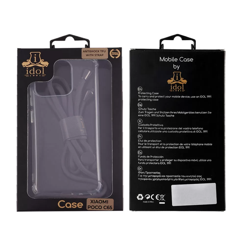 IDOL 1991 ANTISHOCK AIR TPU ΘΗΚΗ XIAOMI POCO C65 6.74in  WITH STRAP FULL CAMERA PROTECTION ΔΙΑΦΑΝΗ - Image 2