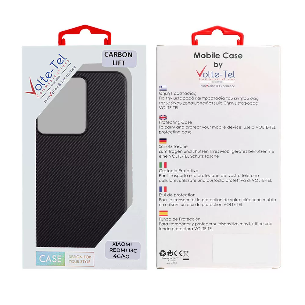 VOLTE-TEL CARBON LIFT ΘΗΚΗ XIAOMI REDMI 13C 4G/5G 6.74in  CAMERA GUARD PROTECTION BLACK - Image 2