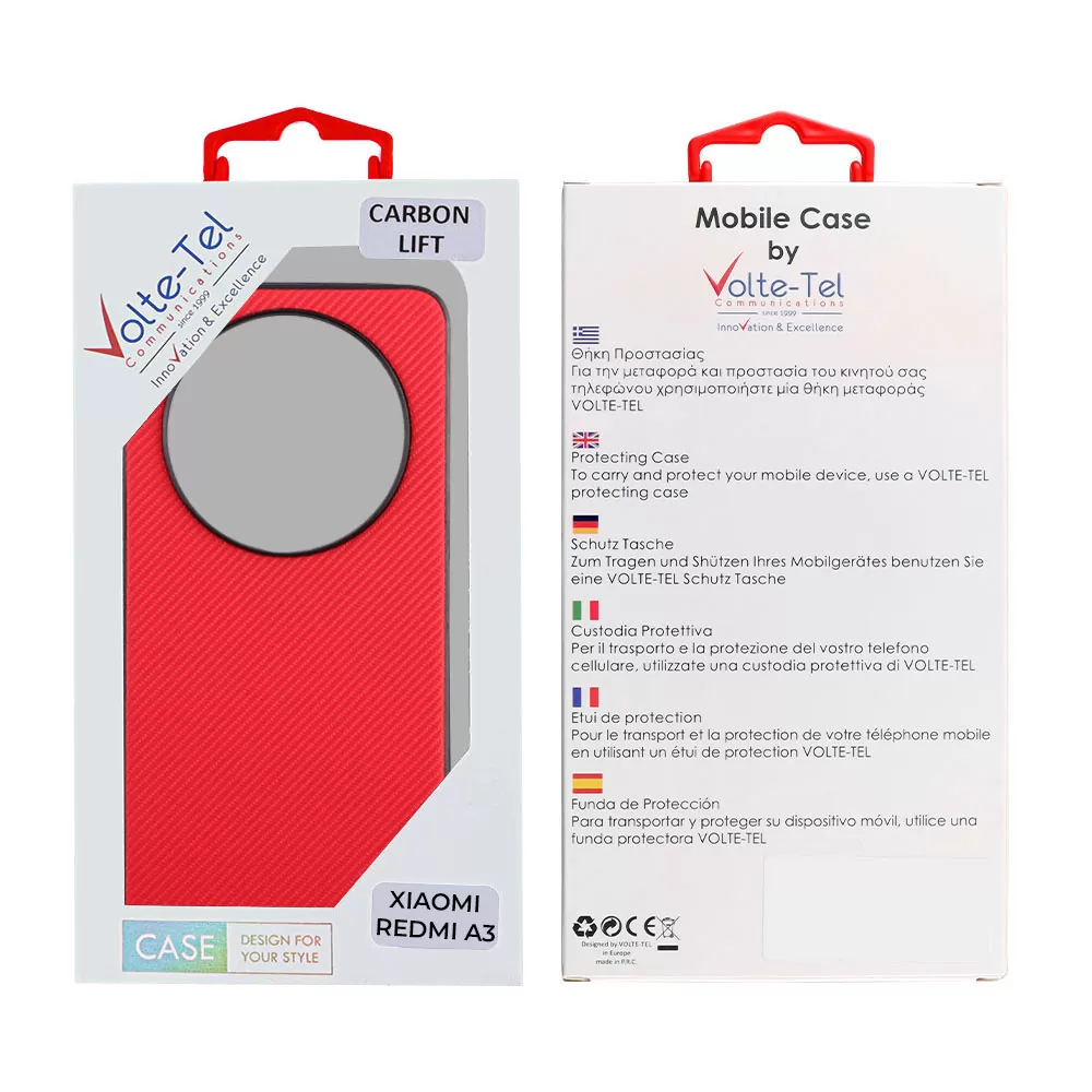 VOLTE-TEL CARBON LIFT ΘΗΚΗ XIAOMI REDMI A3 4G/A3X 4G 6.71in  CAMERA GUARD PROTECTION RED - Image 2