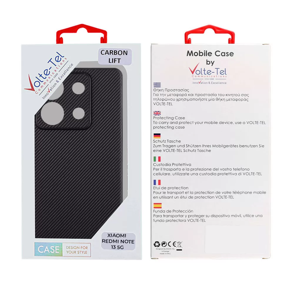 VOLTE-TEL CARBON LIFT ΘΗΚΗ XIAOMI REDMI NOTE 13 5G 6.67in  FULL CAMERA PROTECTION BLACK - Image 2
