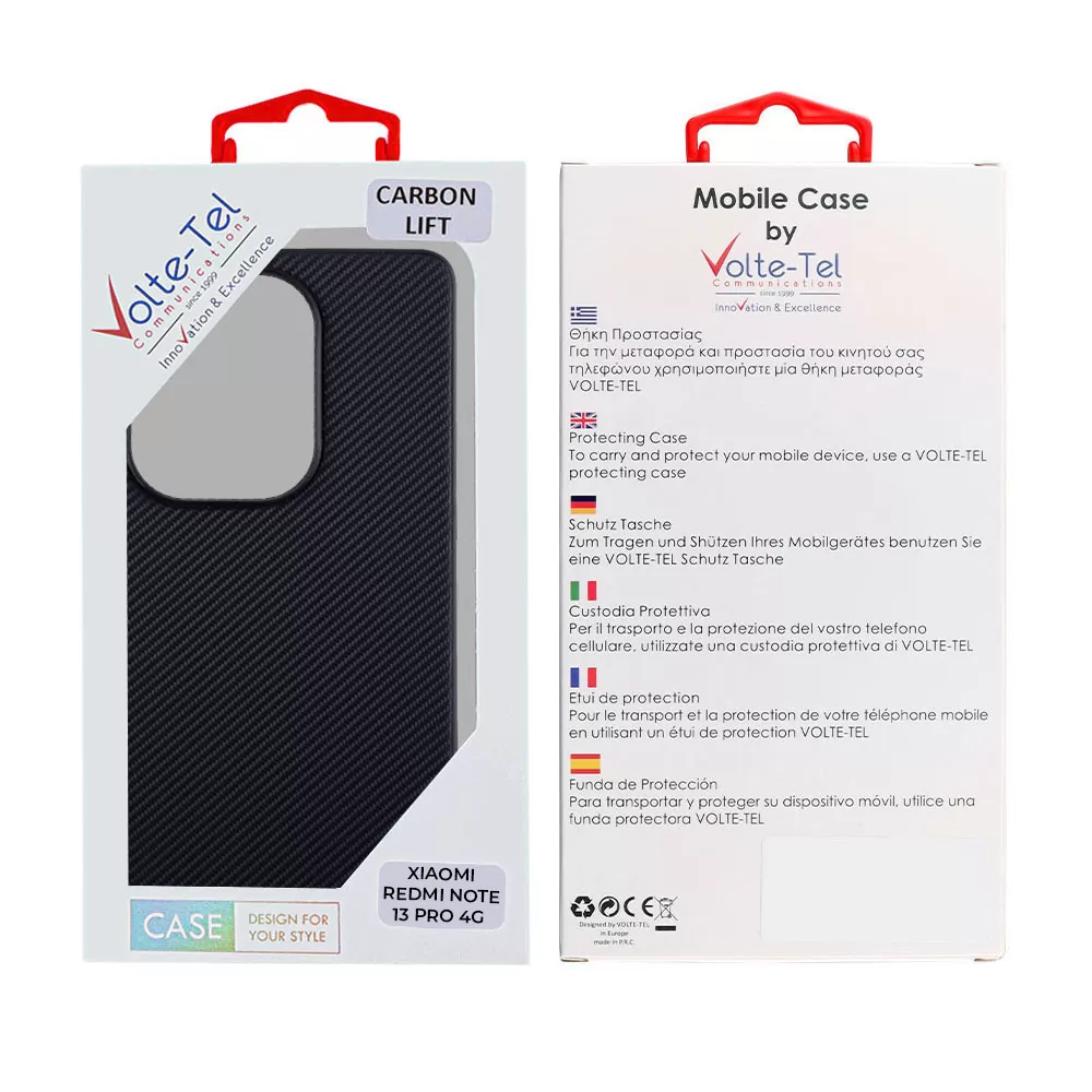 VOLTE-TEL CARBON LIFT ΘΗΚΗ XIAOMI REDMI NOTE 13 PRO 4G 6.67in  CAMERA GUARD BLACK - Image 2