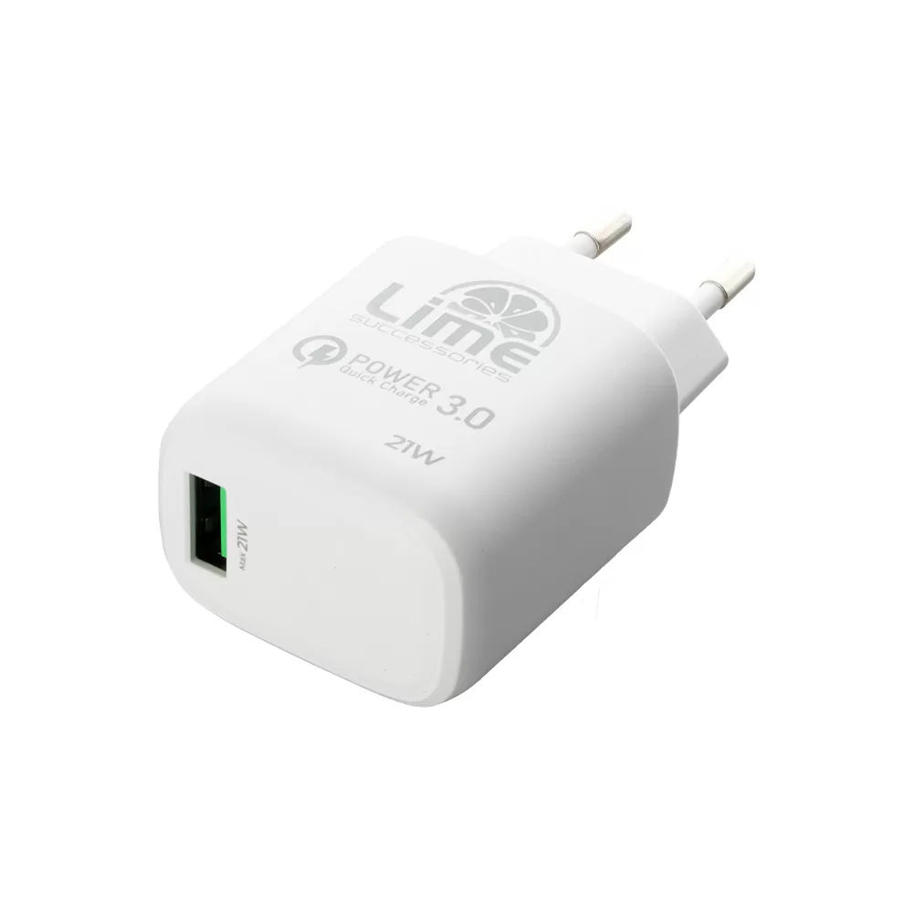 LIME USB-A 3.0 PD SUPER FAST TRAVEL QC 3.0 LTU22 4.0A 21W WHITE - Image 8