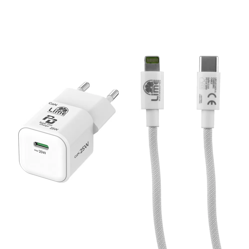 LIME TYPE C MINI GAN PD 3.0 SUPER FAST TRAVEL LGC25W 5V 4.0A/ 9V 2.77A 25W+ BRAIDED ΦΟΡΤΙΣΗΣ-DATA LBCL01 TYPE C TO LIGHTNING 30 - Image 14