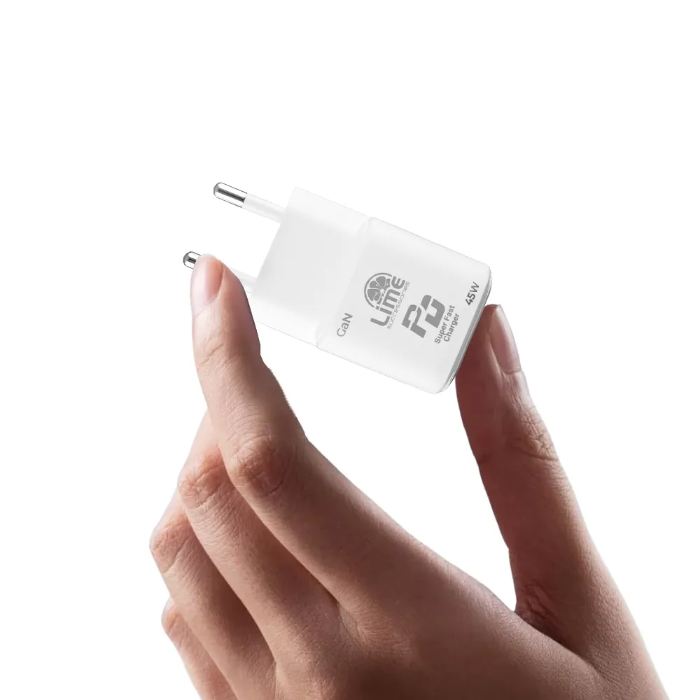 LIME TYPE C GAN PD 3.0 SUPER FAST TRAVEL QC 3.0 LGC45W 5V 4.0A /9V 4A 45W + ΦΟΡΤΙΣΗΣ-DATA LBCC01 TYPE C TO TYPE C 68W WHITE - Image 14