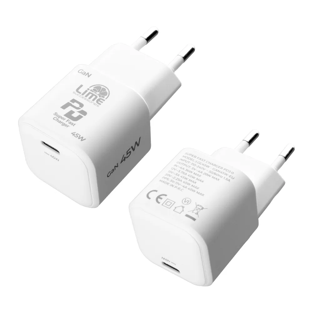 LIME TYPE C GAN PD 3.0 SUPER FAST TRAVEL QC 3.0 LGC45W 5V 4.0A /9V 4A 45W + ΦΟΡΤΙΣΗΣ-DATA LBCC01 TYPE C TO TYPE C 68W WHITE - Image 9