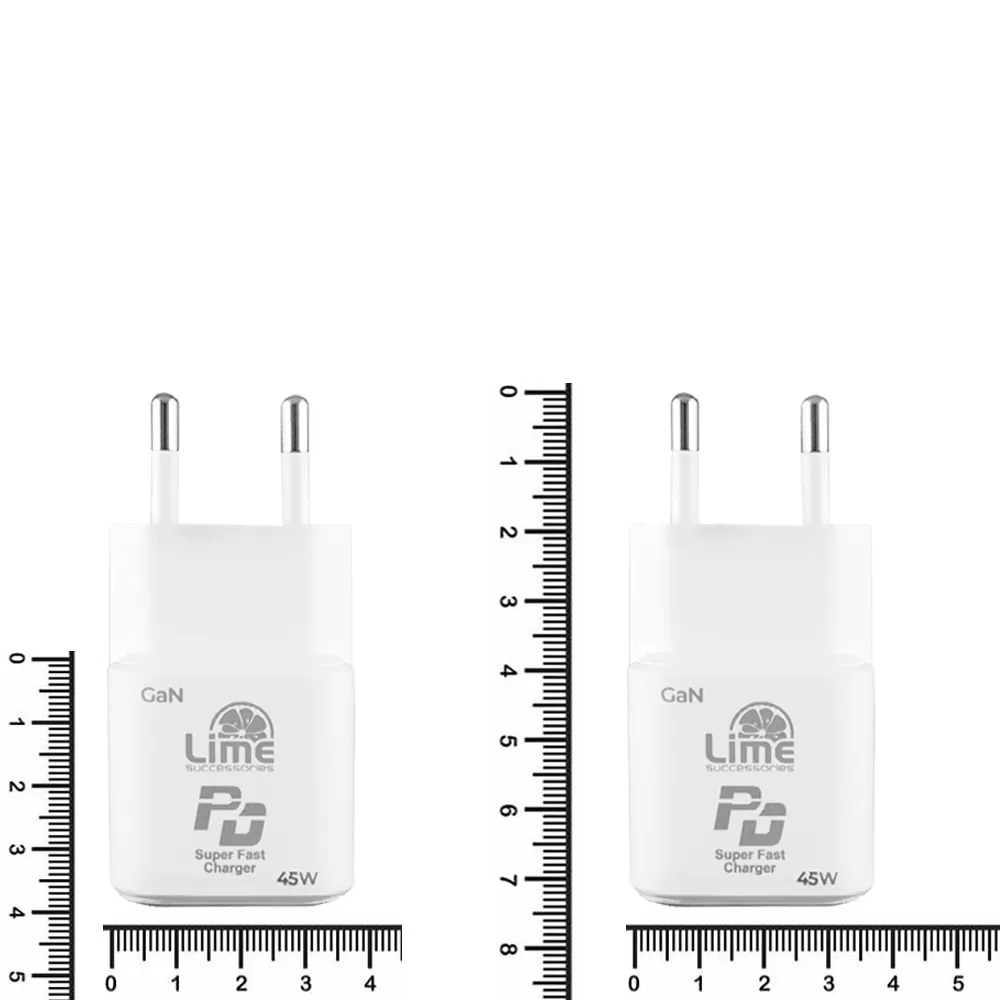 LIME TYPE C GAN PD 3.0 SUPER FAST TRAVEL QC 3.0 LGC45W 5V 4.0A /9V 4A/ 12V 3.75A/ 15V 3A/ 20V 2.25A 45W WHITE - Image 11