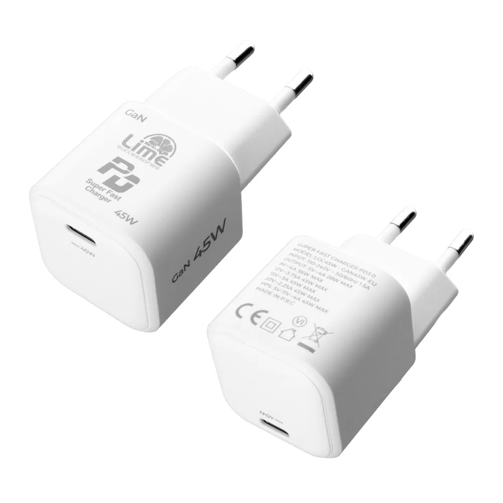 LIME TYPE C GAN PD 3.0 SUPER FAST TRAVEL QC 3.0 LGC45W 5V 4.0A /9V 4A/ 12V 3.75A/ 15V 3A/ 20V 2.25A 45W WHITE - Image 10